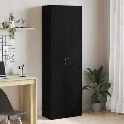 Büroschrank Schwarz Eichen-Optik 60 x 32 x 190 Holzwerkstoff