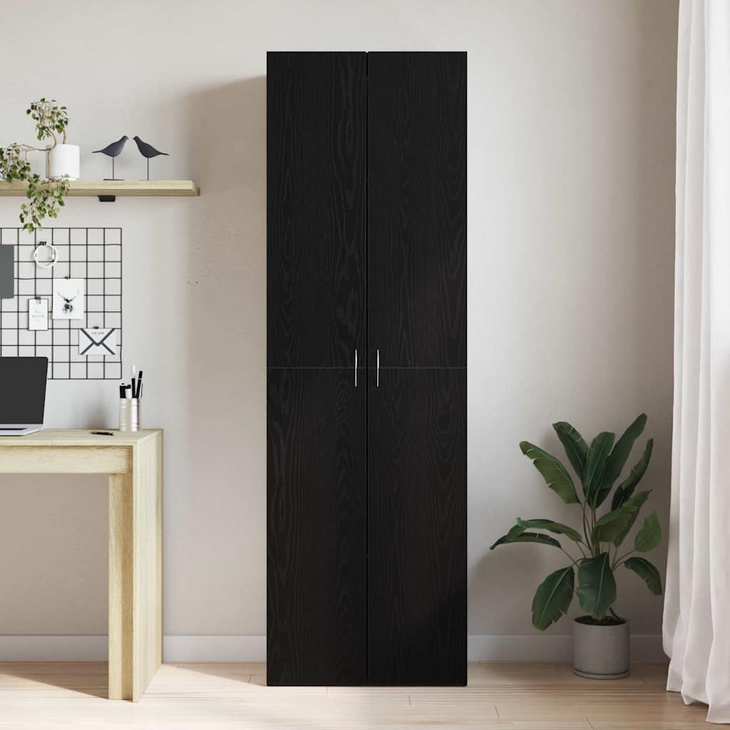 Büroschrank Schwarz Eichen-Optik 60 x 32 x 190 Holzwerkstoff