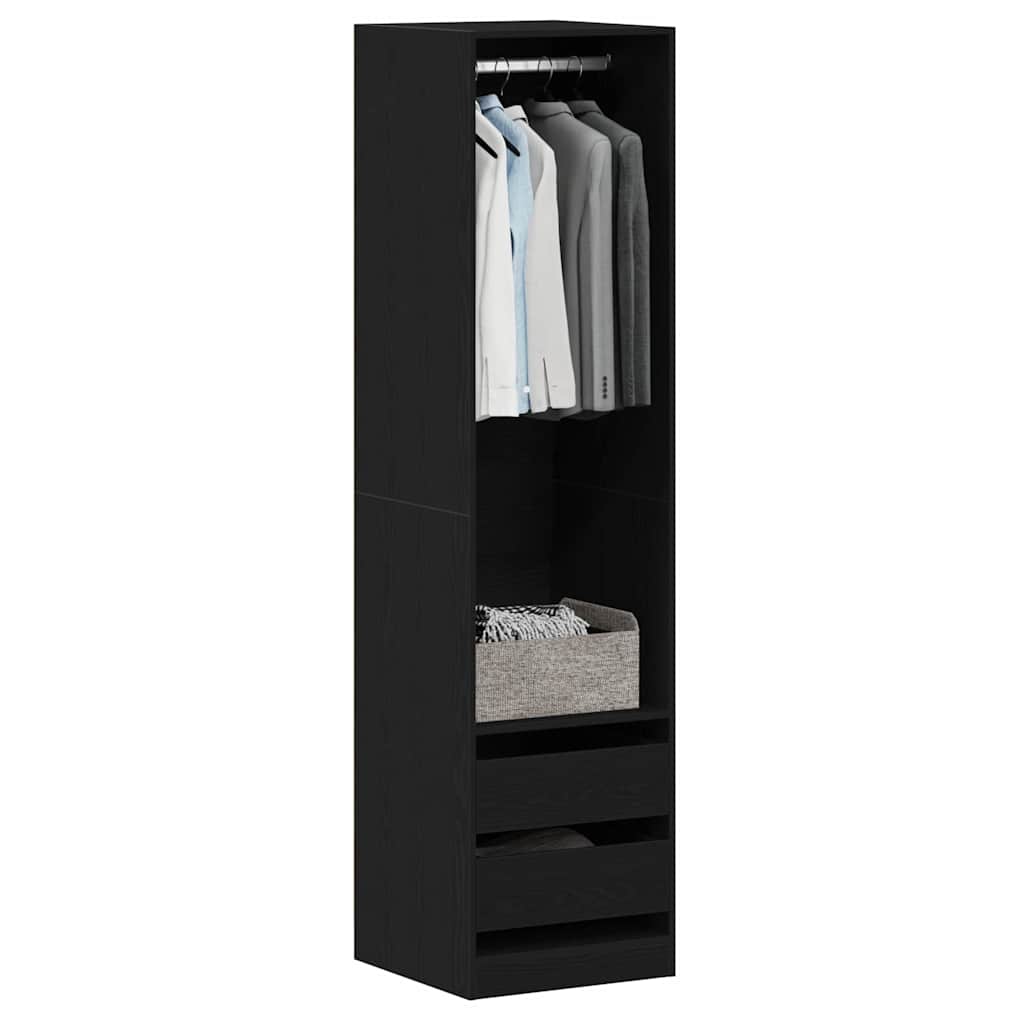 Kleiderschrank mit Regal Schwarz Eichen-Optik 50 x 50 x 200 cm