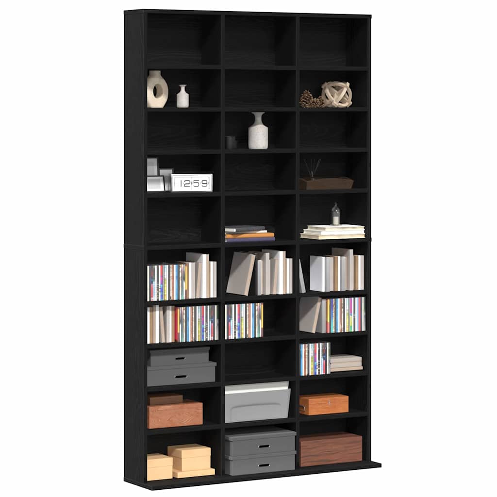 CD-Schrank mit Regal Schwarz Eichen-Optik 101 x 23 x 177,5 cm