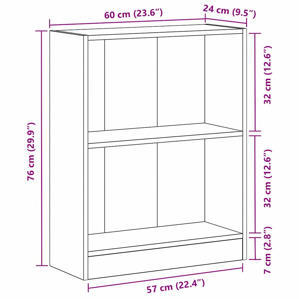 Bücherregal Schwarz 60 x 24 x 76 cm Holzwerkstoff