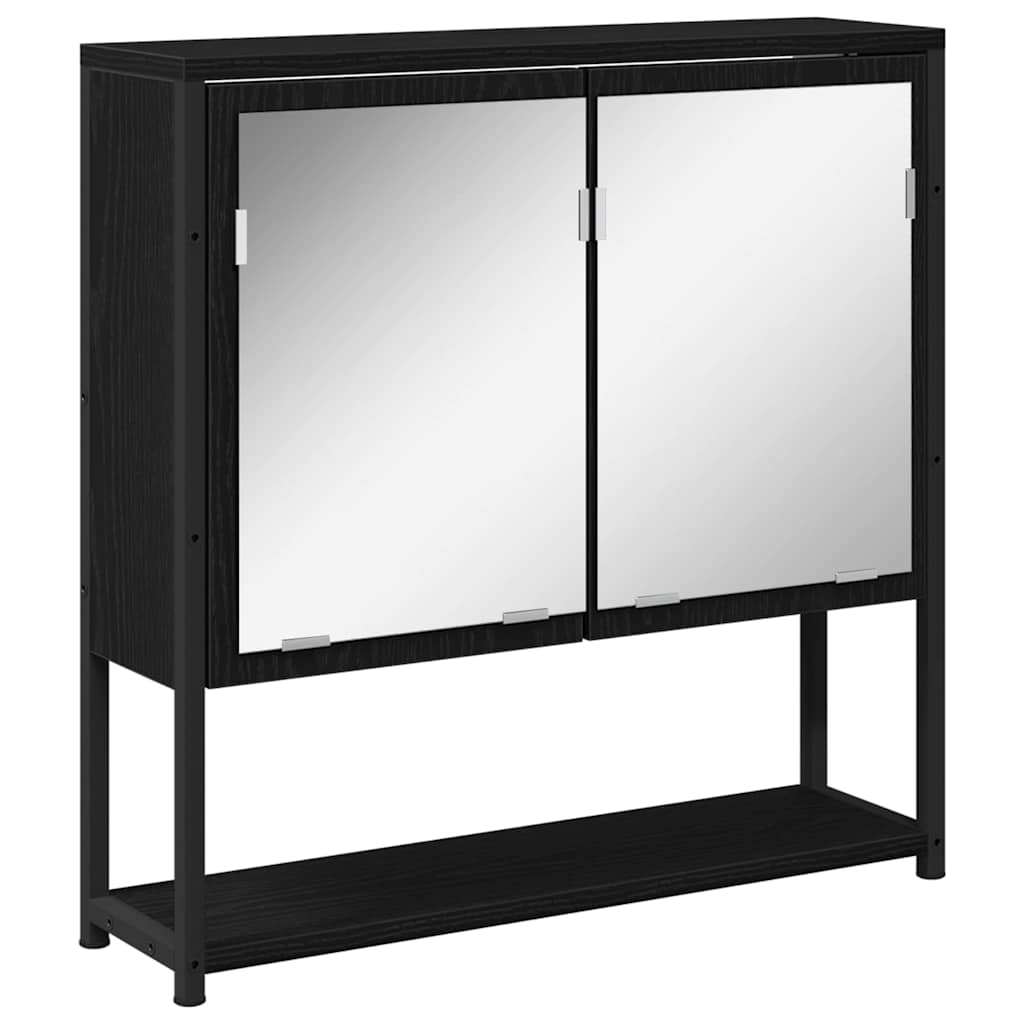 Badezimmerspiegelschrank mit Tür Schwarze Eiche 60 x 16 x 60 cm