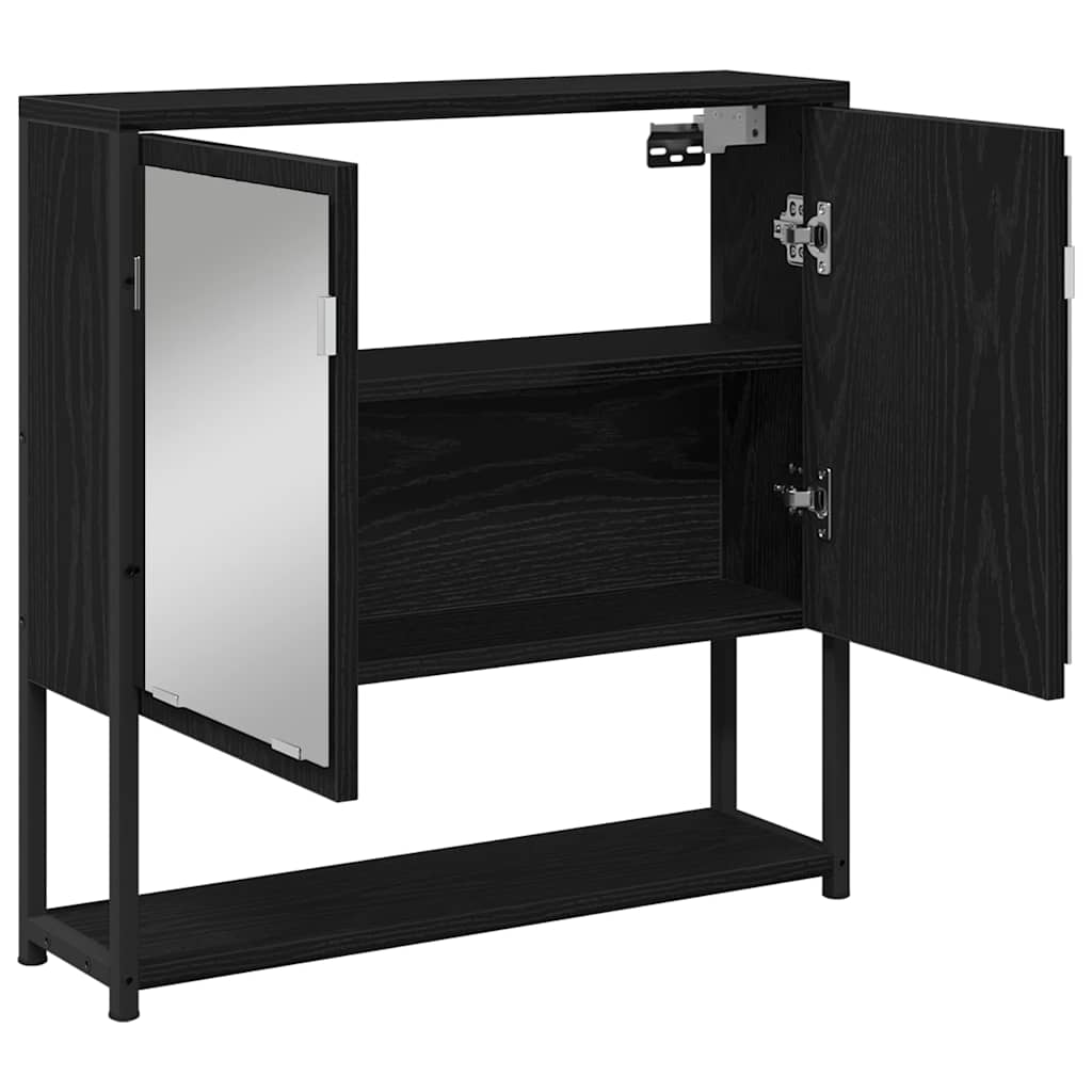 Badezimmerspiegelschrank mit Tür Schwarze Eiche 60 x 16 x 60 cm