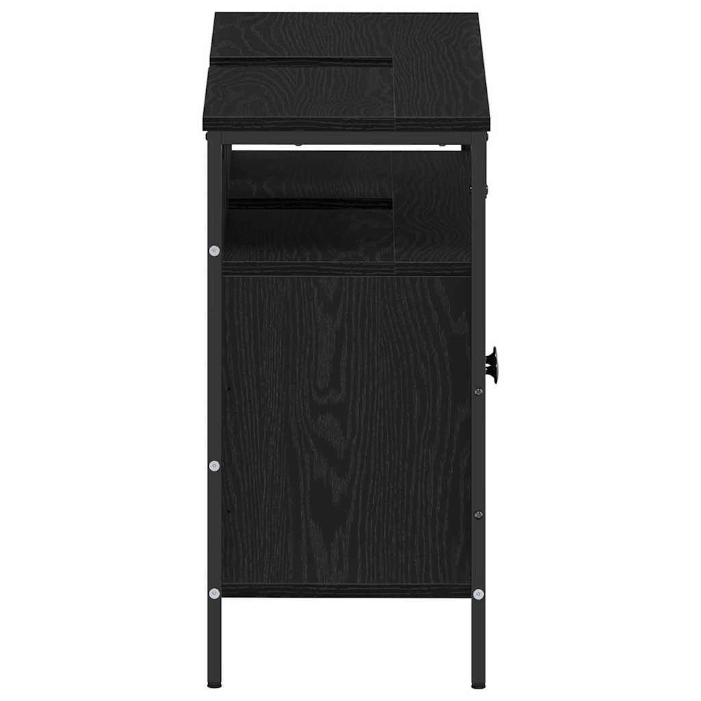 Waschbeckenunterschrank mit Tür Schwarze Eiche 80 x 30 x 60 cm