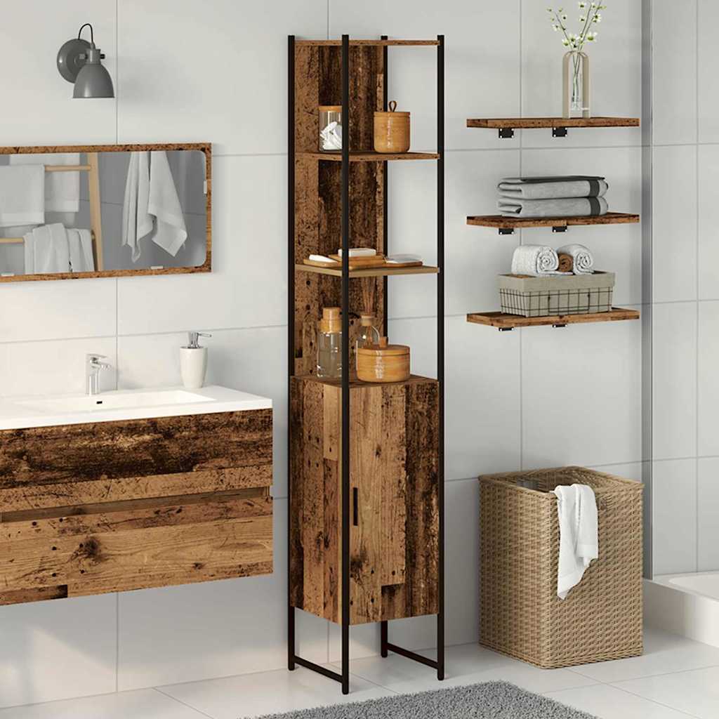 Badezimmer Schrank Altholz 33 x 33 x 185.5 cm Holzwerkstoff