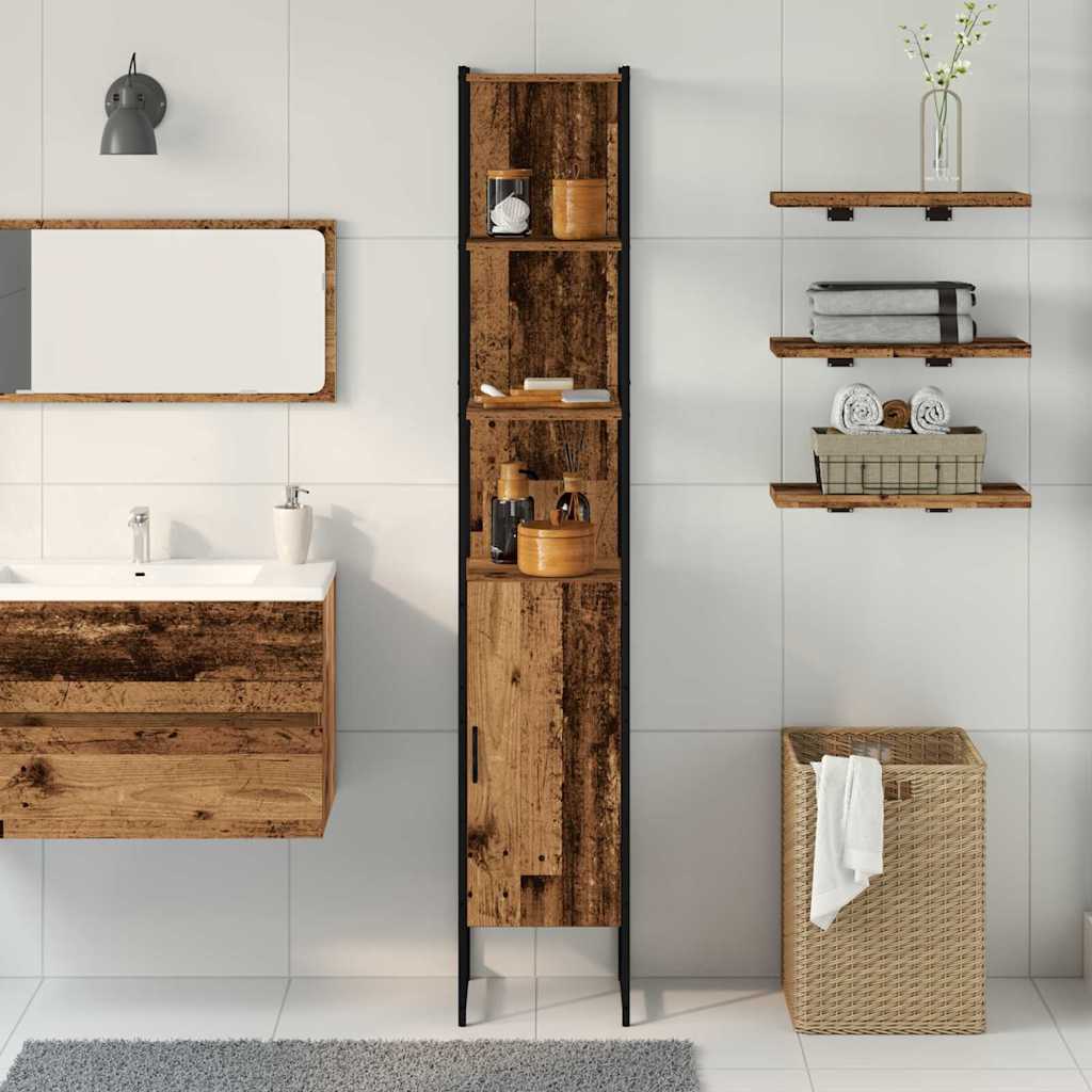 Badezimmer Schrank Altholz 33 x 33 x 185.5 cm Holzwerkstoff