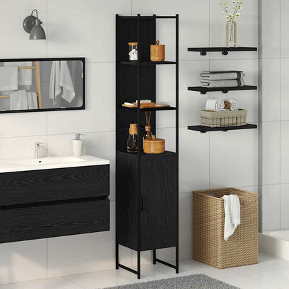 Badezimmer Schrank mit Regal Schwarze Eiche 33 x 33 x 185.5 cm