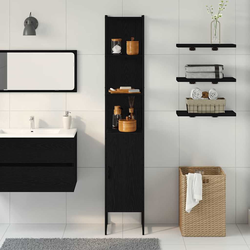 Badezimmer Schrank mit Regal Schwarze Eiche 33 x 33 x 185.5 cm