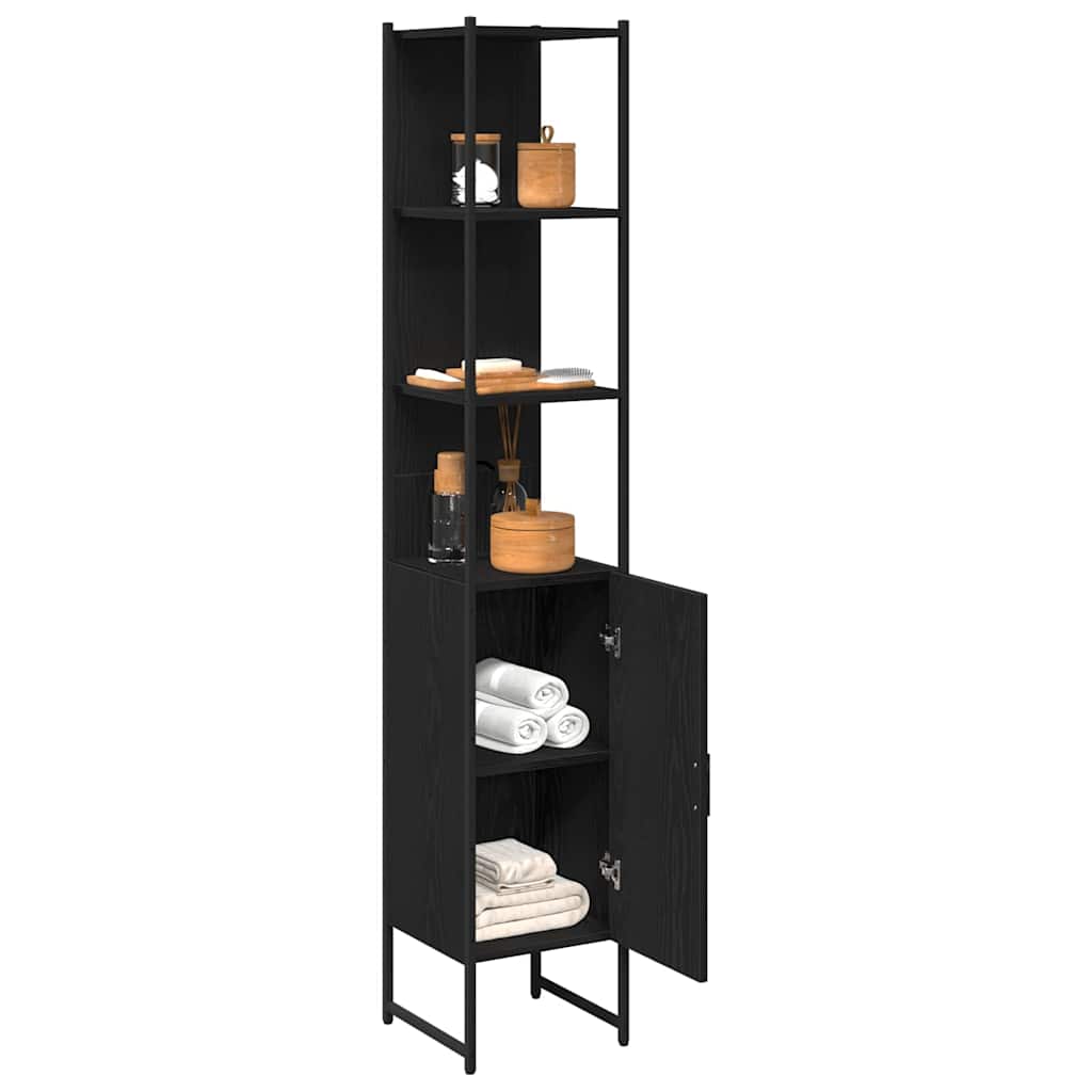 Badezimmer Schrank mit Regal Schwarze Eiche 33 x 33 x 185.5 cm