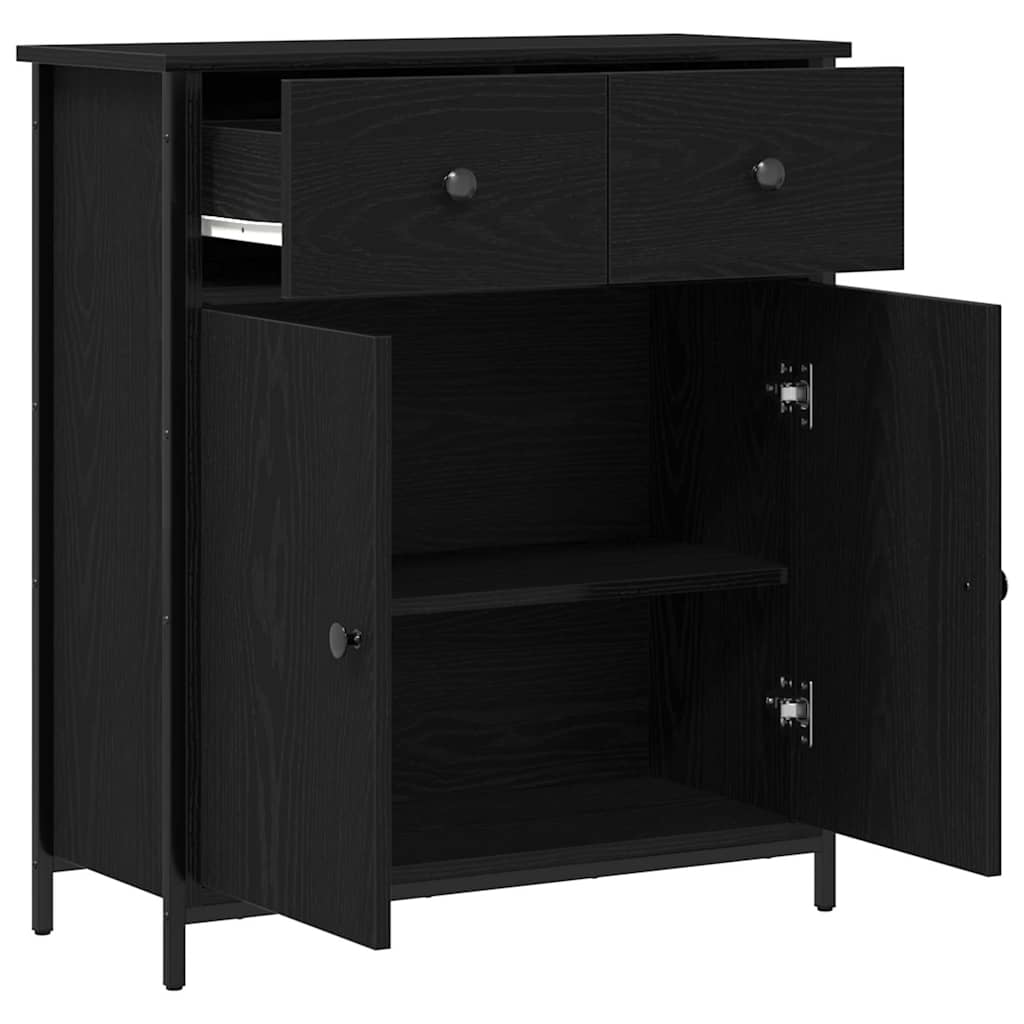 Sideboard Schwarz Eichen-Optik 70 x 30 x 80 cm Holzwerkstoff