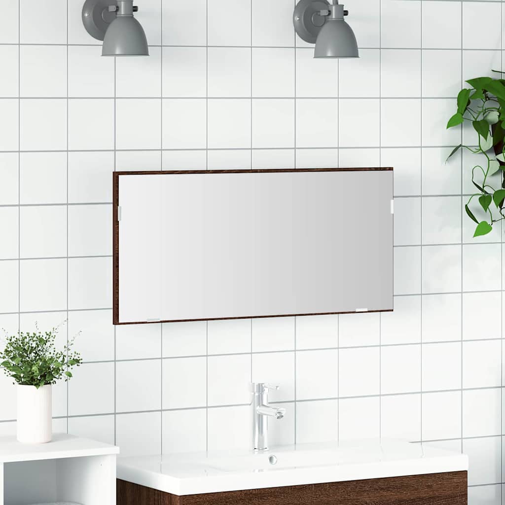 Badezimmer Spiegel Braune Eiche 80 x 8,5 x 37 cm Holzwerkstoff