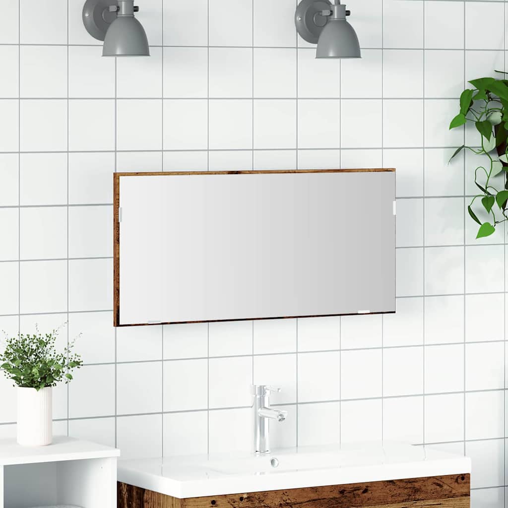 Badezimmer Spiegel Altholz 80 x 8,5 x 37 cm Holzwerkstoff