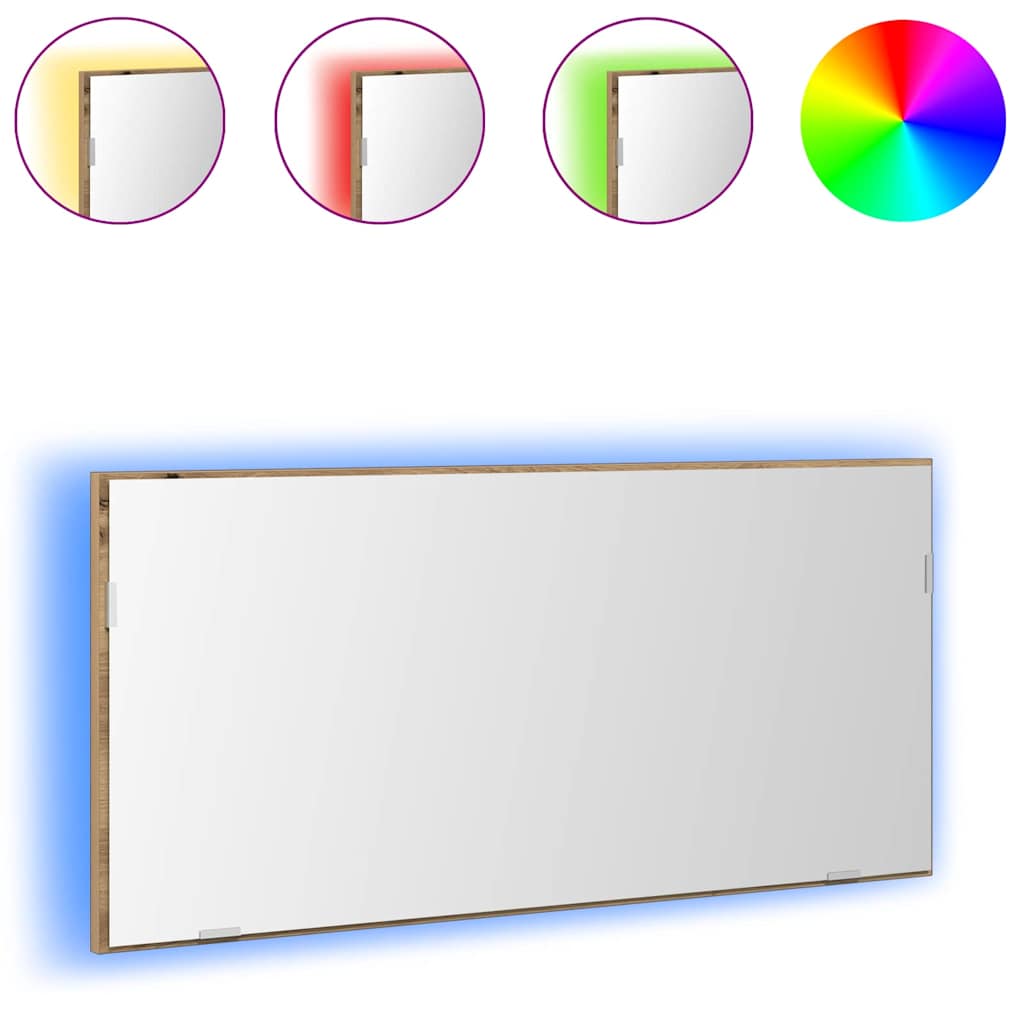 Badezimmer Spiegel Eiche handwerklich 80 x 8,5 x 37 cm