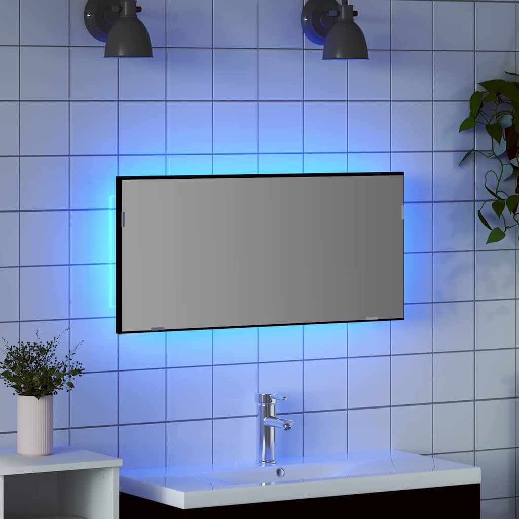 Badezimmer Spiegel Wandmontiert Schwarze Eiche 80 x 8,5 x 37 cm