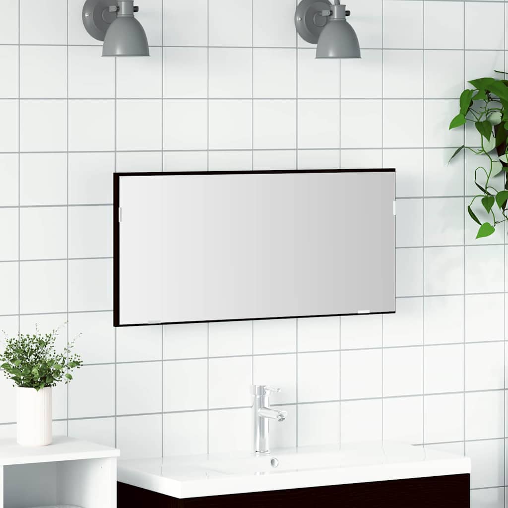 Badezimmer Spiegel Wandmontiert Schwarze Eiche 80 x 8,5 x 37 cm