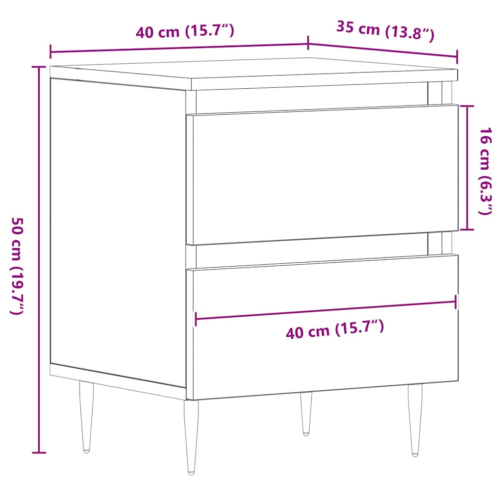 Nachttisch Schwarze Eiche 40 x 35 x 50 cm Holzwerkstoff