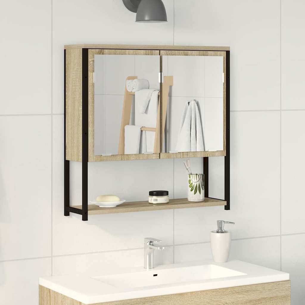 Badezimmer Spiegel mit Tür Beige 60 x 16 x 60 cm Holzwerkstoff