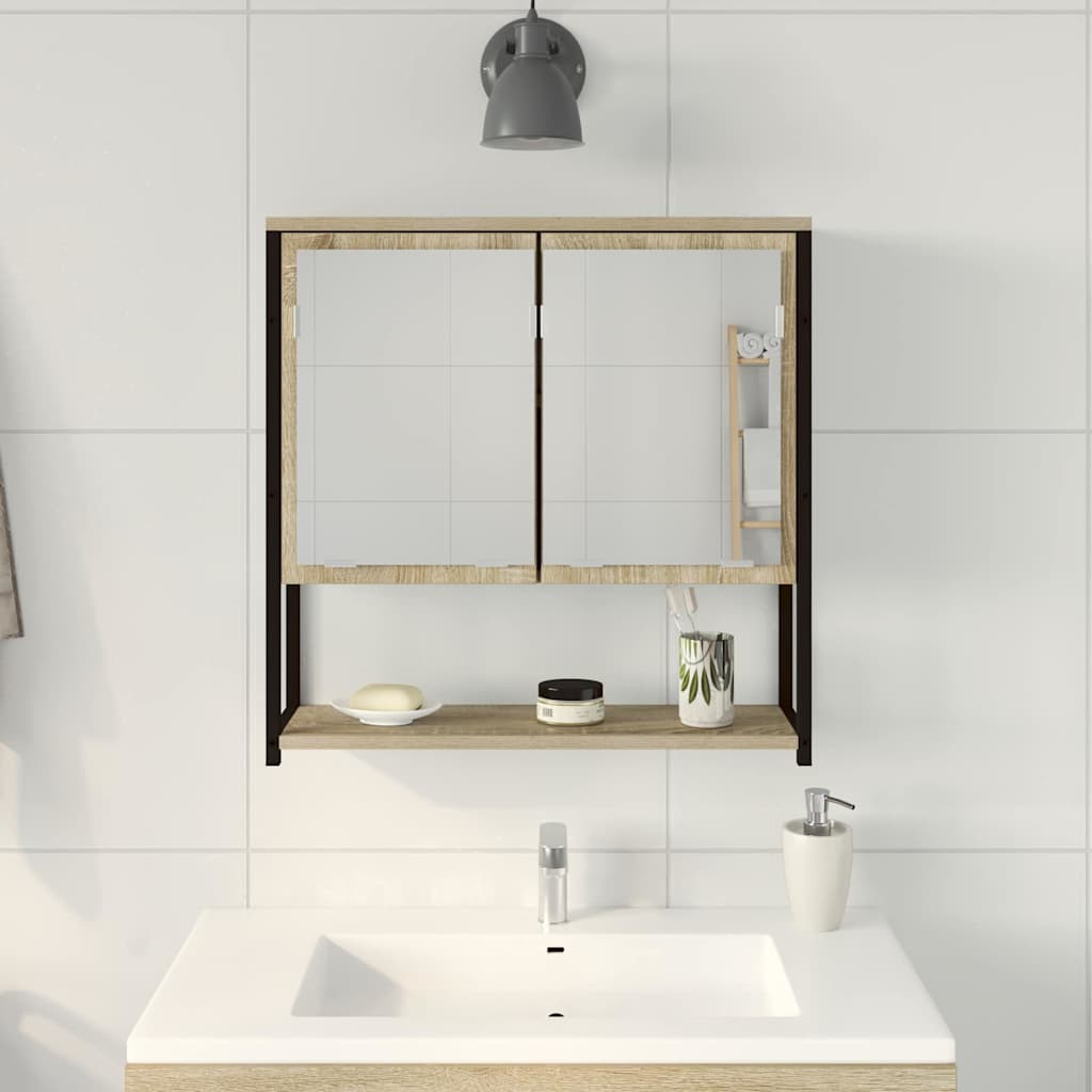 Badezimmer Spiegel mit Tür Beige 60 x 16 x 60 cm Holzwerkstoff