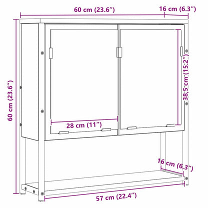 Badezimmer Spiegel mit Tür Beige 60 x 16 x 60 cm Holzwerkstoff