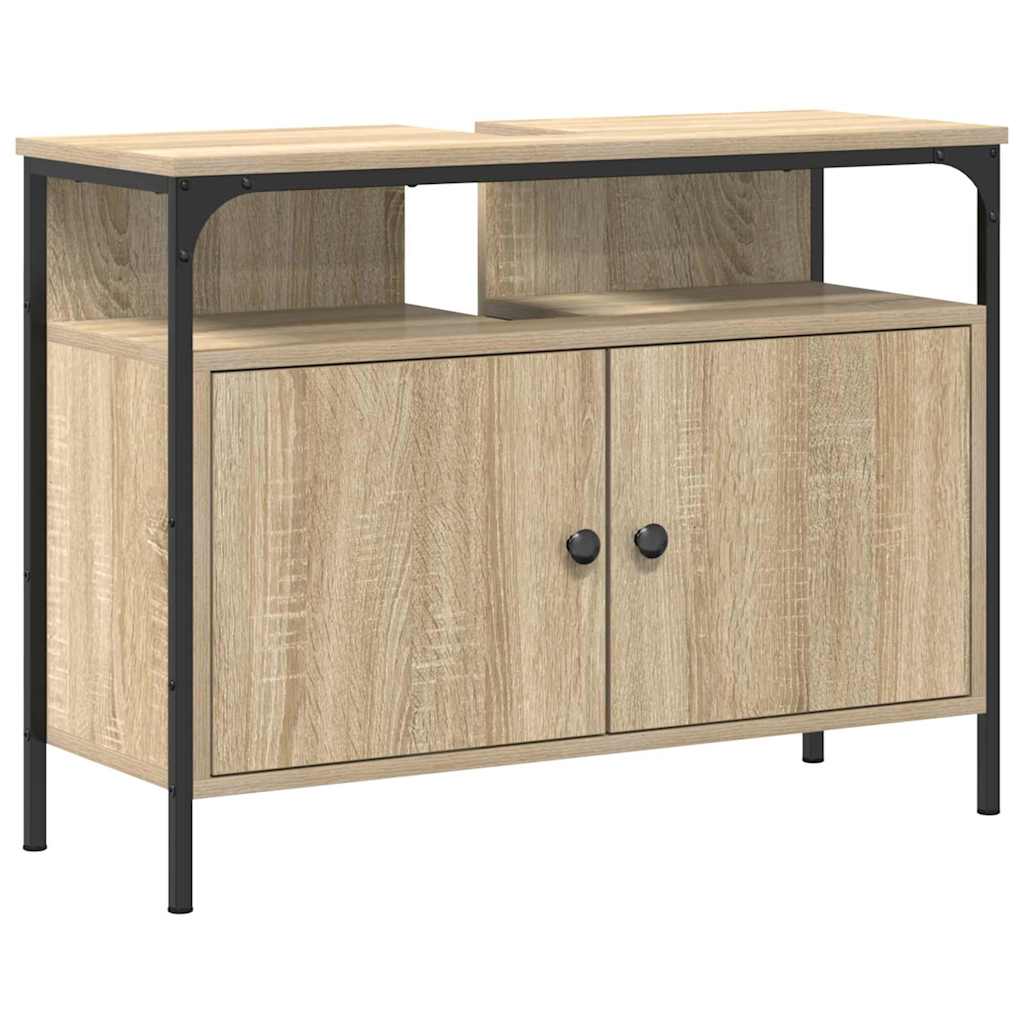 Badezimmer Waschbecken Schrank mit Tür Braun 80 x 30 x 60 cm