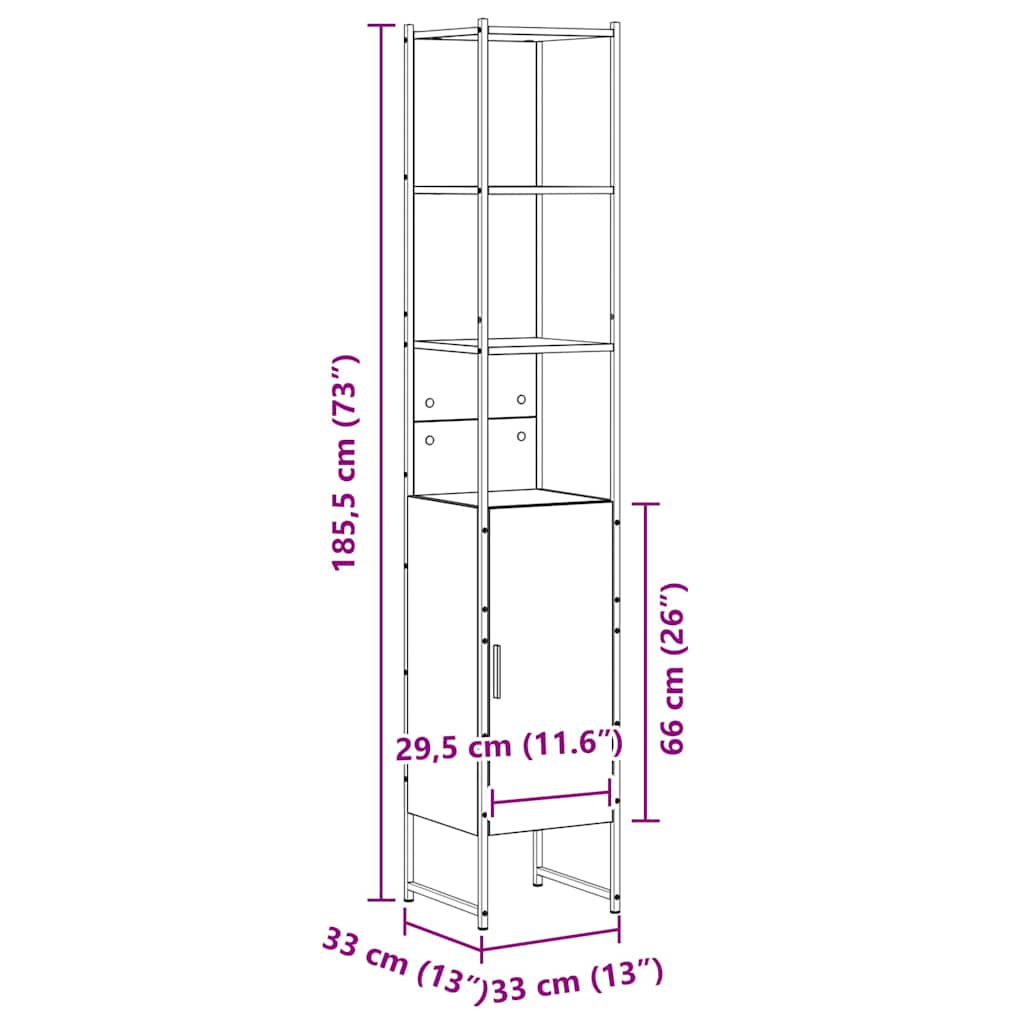 Badezimmer Schrank Beige 33 x 33 x 185.5 cm Holzwerkstoff