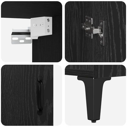 Sideboard Wandmontiert 2 pcs Schwarz Eichen-Optik Holzwerkstoff