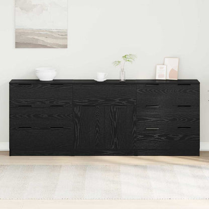Sideboard 3 pcs Schwarz Eichen-Optik 60 x 30 x 70 cm