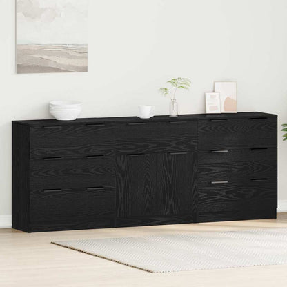 Sideboard 3 pcs Schwarz Eichen-Optik 60 x 30 x 70 cm