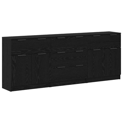 Sideboard 3 pcs Schwarz Eichen-Optik 60 x 30 x 70 cm