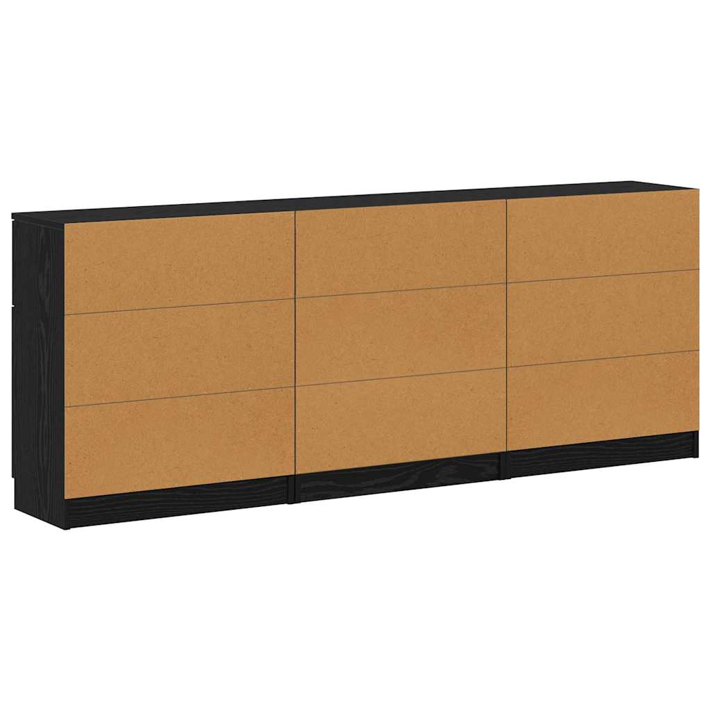 Sideboard 3 pcs Schwarz Eichen-Optik 60 x 30 x 70 cm