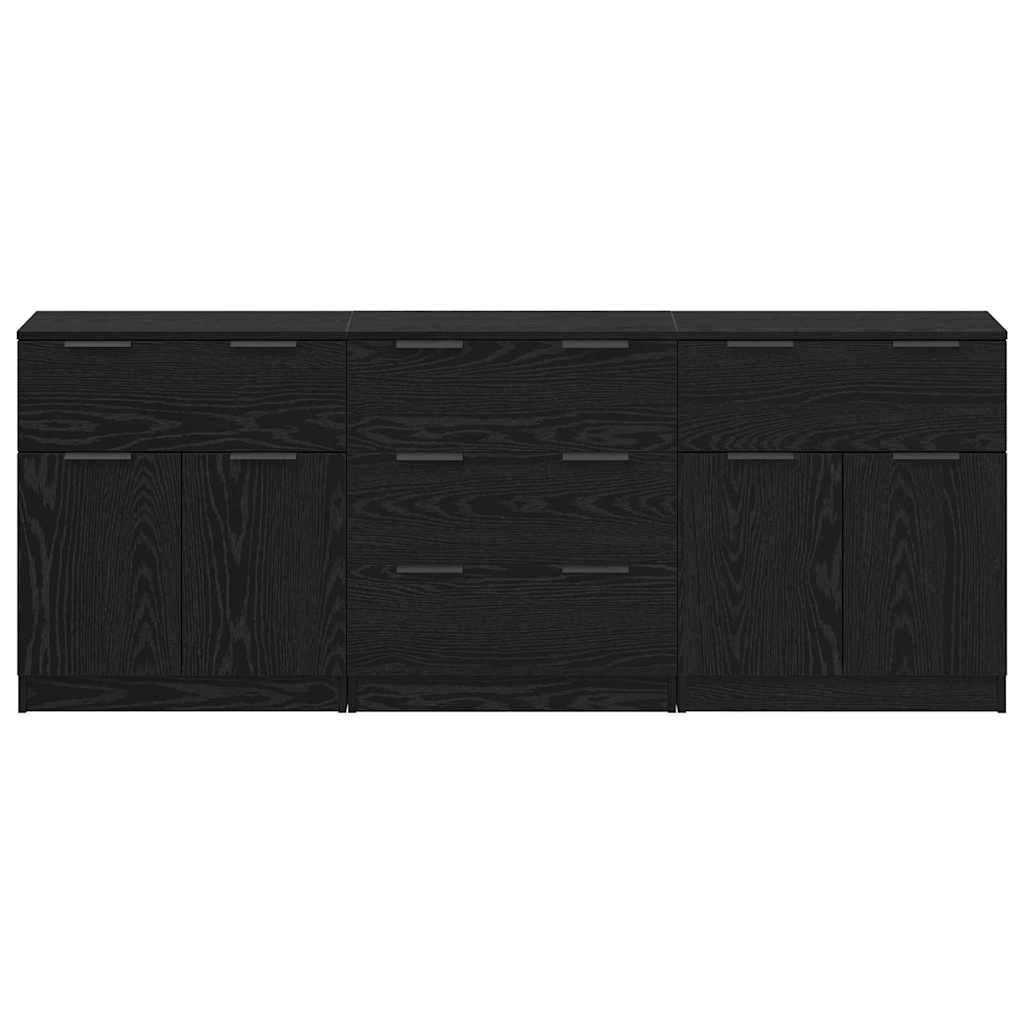 Sideboard 3 pcs Schwarz Eichen-Optik 60 x 30 x 70 cm