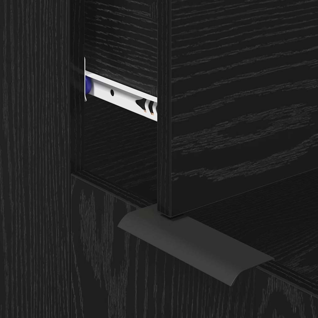 Sideboard 3 pcs Schwarz Eichen-Optik 121 x 30 x 70 cm