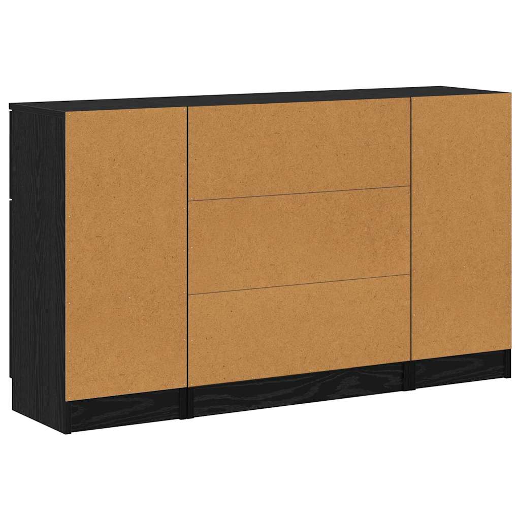 Sideboard 3 pcs Schwarz Eichen-Optik 121 x 30 x 70 cm