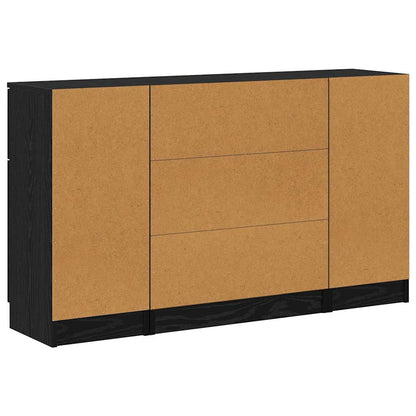 Sideboard 3 pcs Schwarz Eichen-Optik 121 x 30 x 70 cm