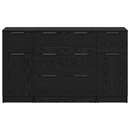 Sideboard 3 pcs Schwarz Eichen-Optik 121 x 30 x 70 cm