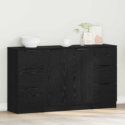 Sideboard 3 pcs Schwarz Eichen-Optik 121 x 30 x 70 cm