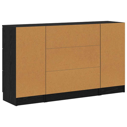 Sideboard 3 pcs Schwarz Eichen-Optik 121 x 30 x 70 cm