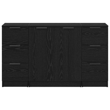 Sideboard 3 pcs Schwarz Eichen-Optik 121 x 30 x 70 cm
