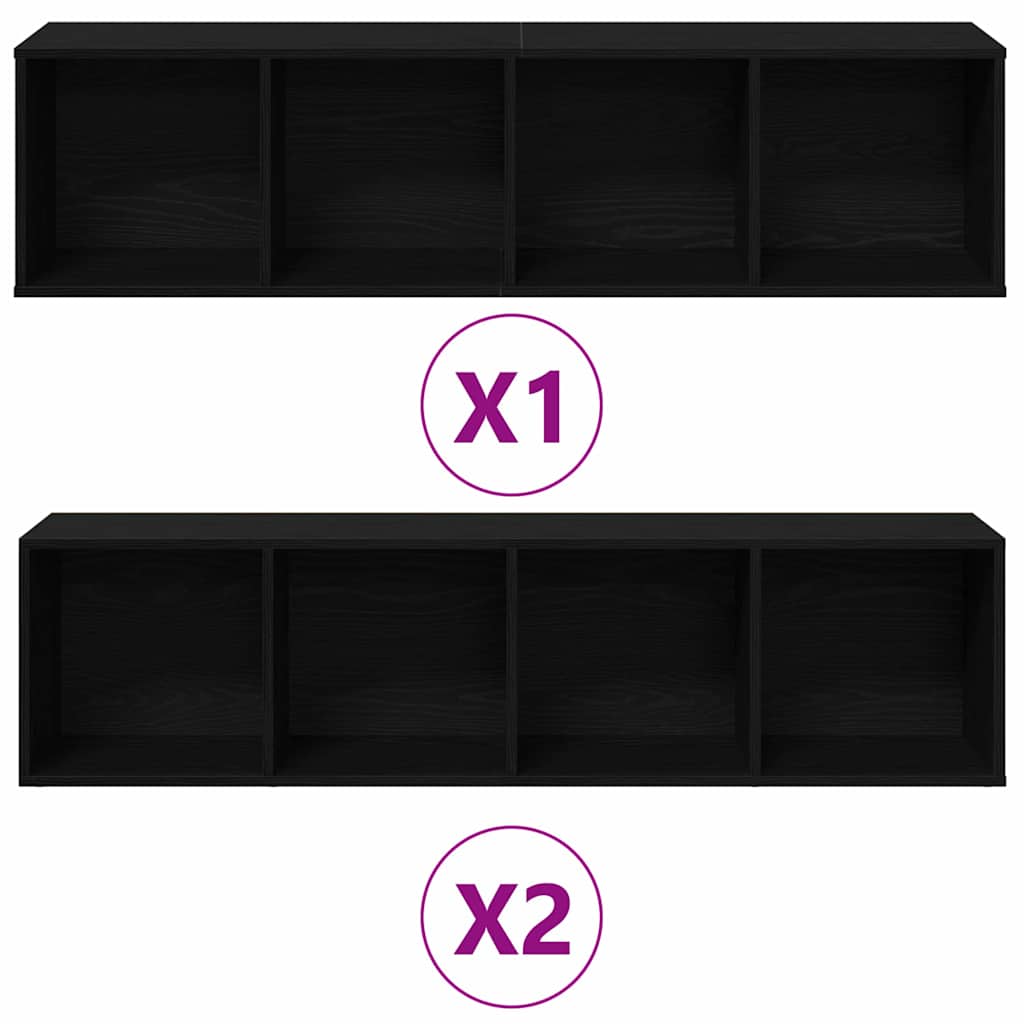 Bücherregal 3 pcs Schwarz Eichen-Optik 36 x 30 x 143 cm