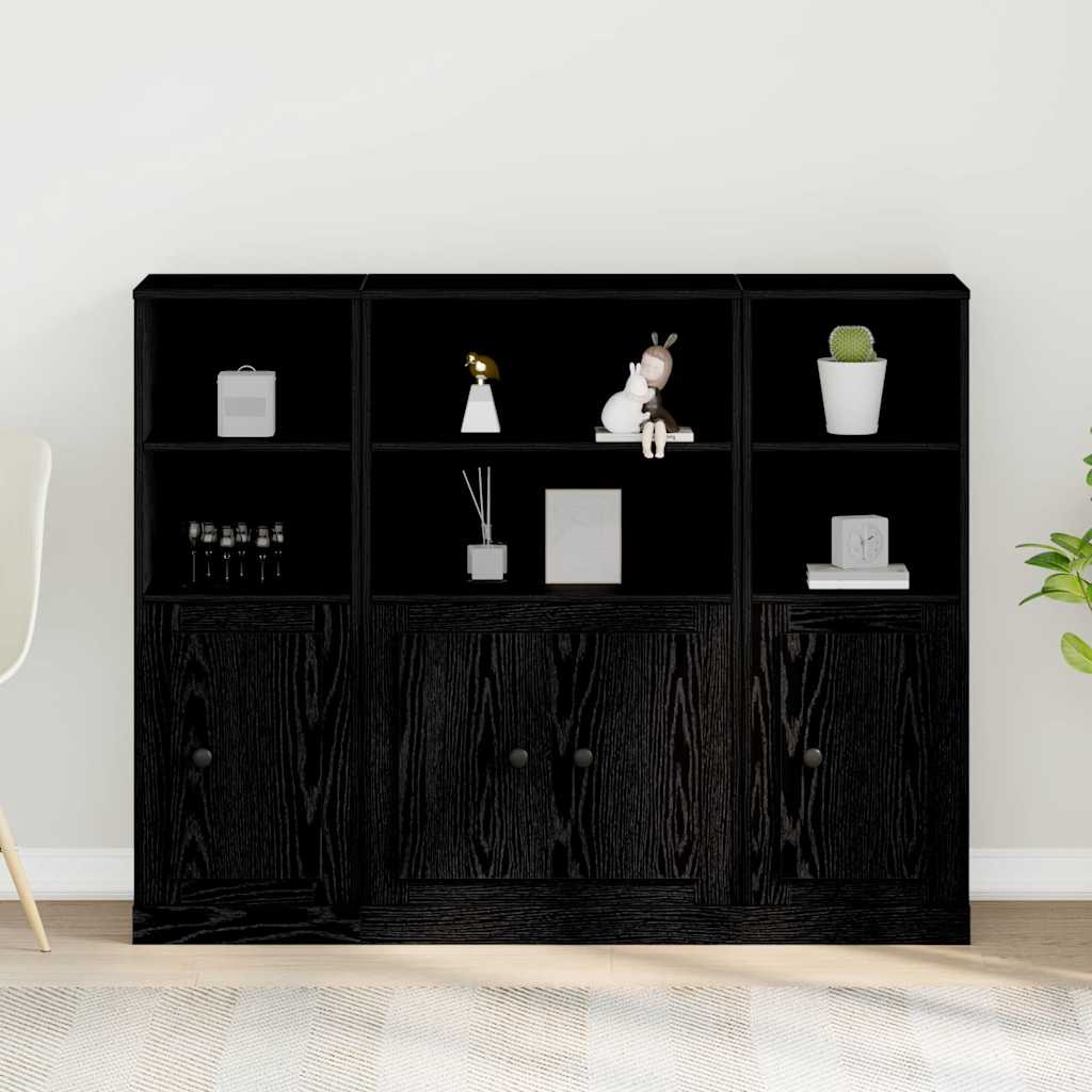 Highboard Schwarz Eichen-Optik 132 x 35,5 x 103,5 cm