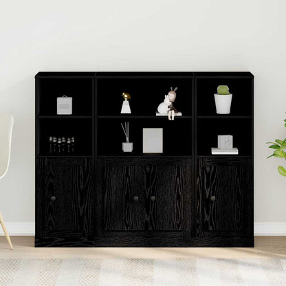 Highboard Schwarz Eichen-Optik 132 x 35,5 x 103,5 cm
