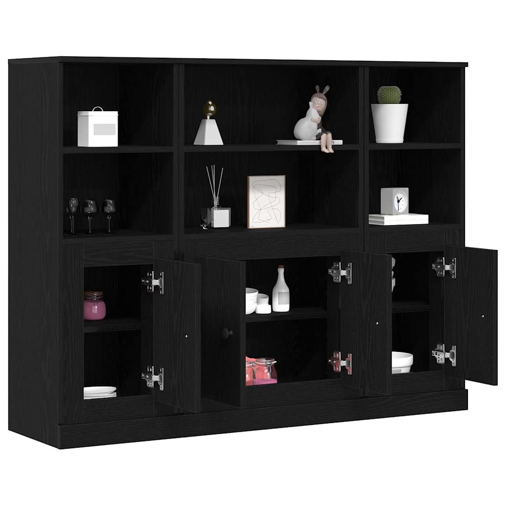 Highboard Schwarz Eichen-Optik 132 x 35,5 x 103,5 cm