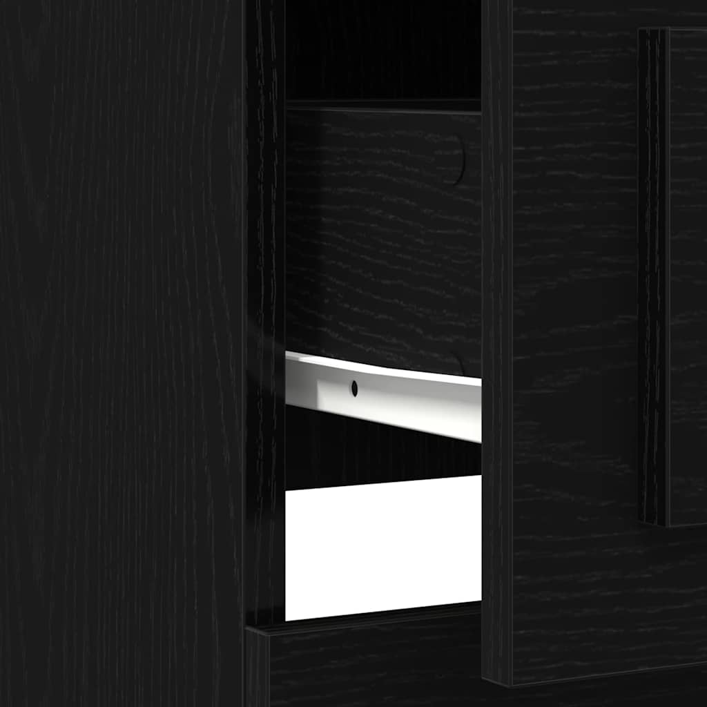 Highboard Schwarz Eichen-Optik 132 x 35,5 x 103,5 cm
