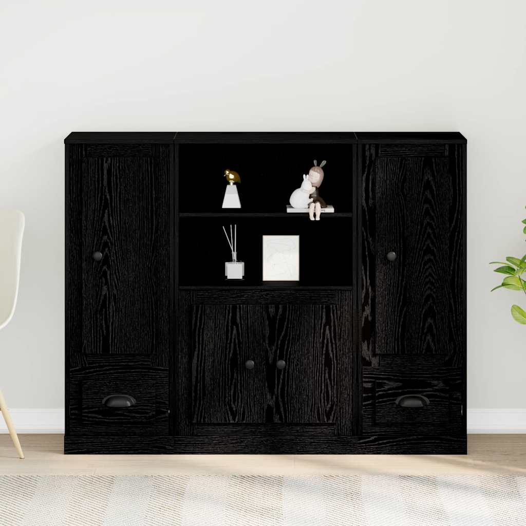 Highboard Schwarz Eichen-Optik 132 x 35,5 x 103,5 cm