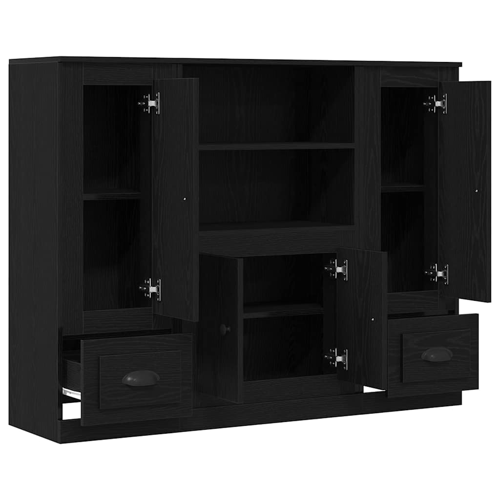 Highboard Schwarz Eichen-Optik 132 x 35,5 x 103,5 cm