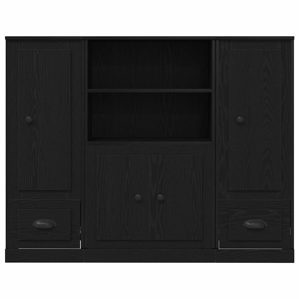 Highboard Schwarz Eichen-Optik 132 x 35,5 x 103,5 cm