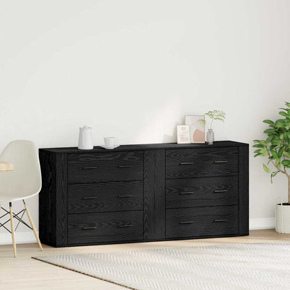 Sideboard Schwarz Eichen-Optik 160 x 33 x 70 cm Holzwerkstoff