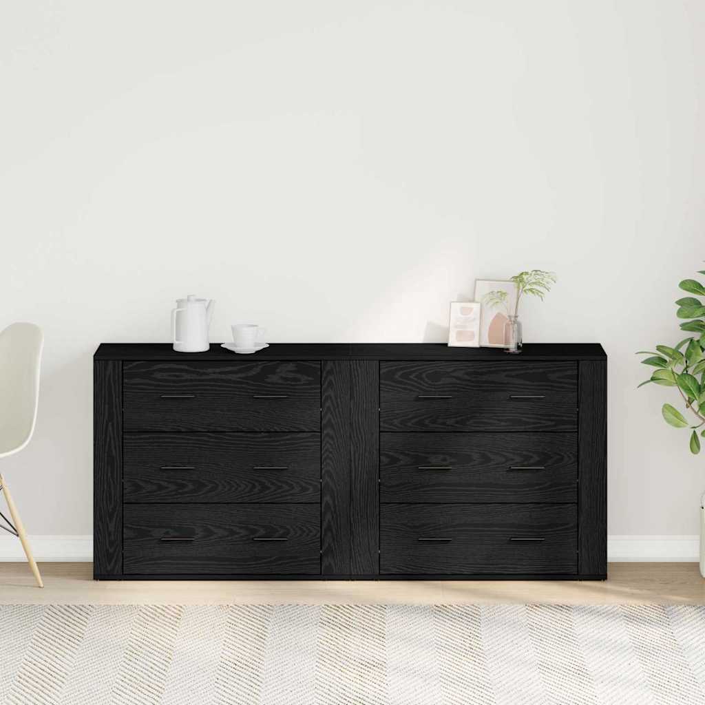 Sideboard Schwarz Eichen-Optik 160 x 33 x 70 cm Holzwerkstoff