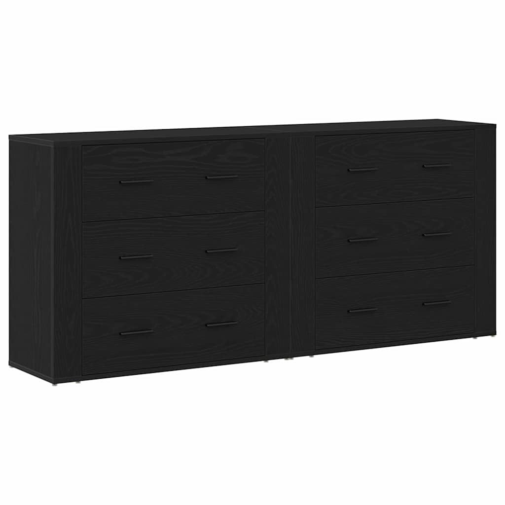 Sideboard Schwarz Eichen-Optik 160 x 33 x 70 cm Holzwerkstoff