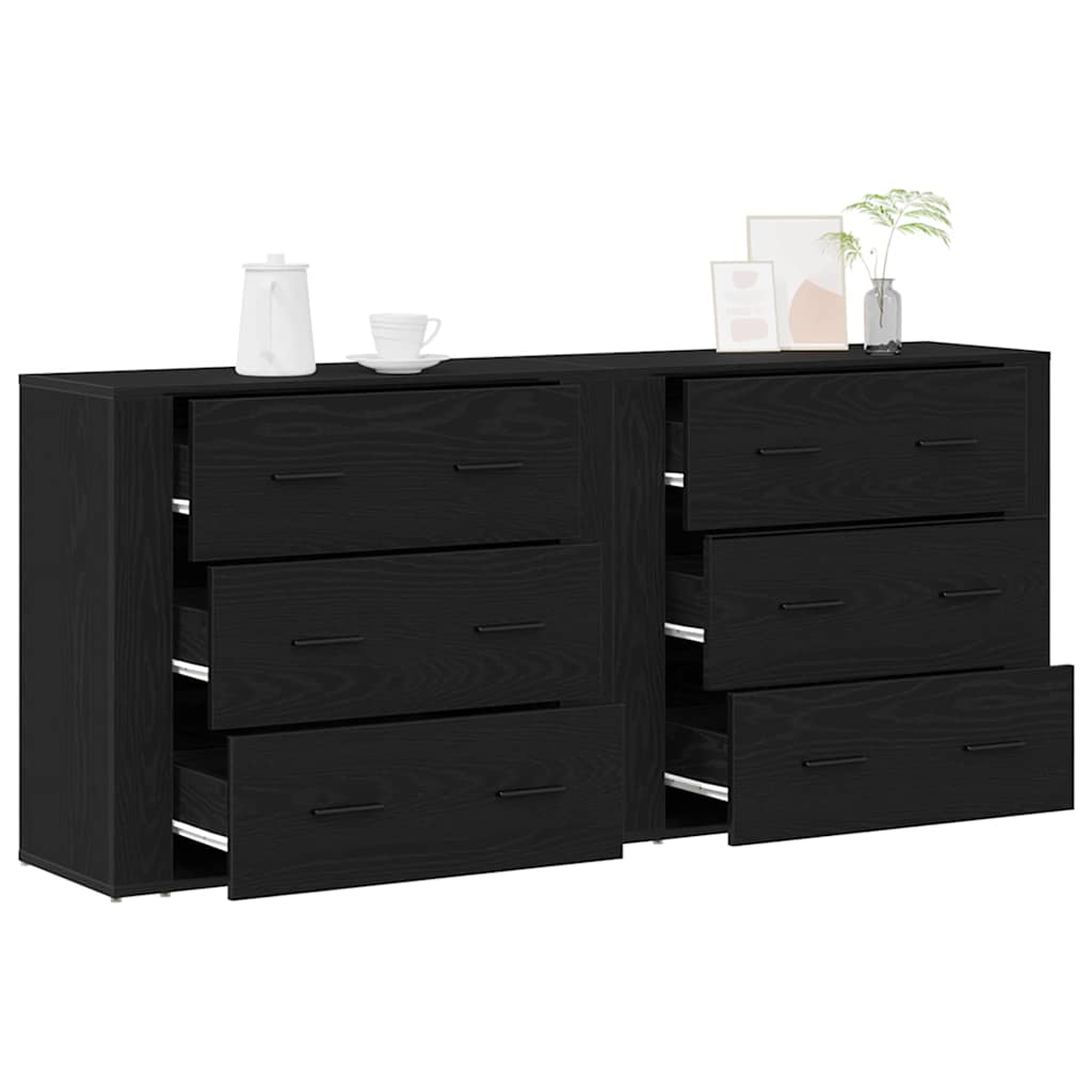 Sideboard Schwarz Eichen-Optik 160 x 33 x 70 cm Holzwerkstoff